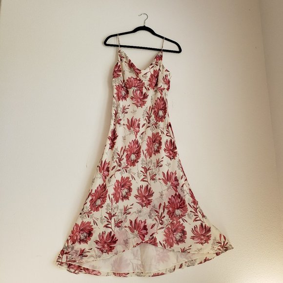 Ann Taylor Factory Dresses & Skirts - Ann Taylor Cream/Wine Red Floral Maxi Dress Size 12 100%SilK Lining 100%Poly NWT